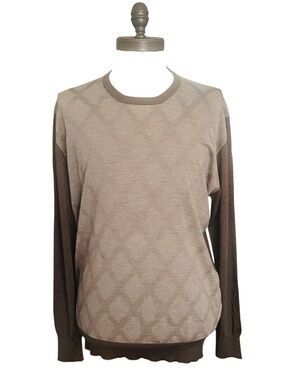 Cortigiani Men's Virgin Wool Sweater Brown SZ 56 IT US 46 Classic Lightweight